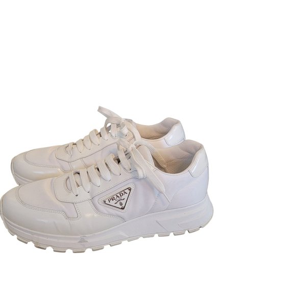 Prada Prax Tonal Low-Top Bianco Calzature Uomo Sneakers Size 10 D Retail $1100 - Picture 4 of 12
